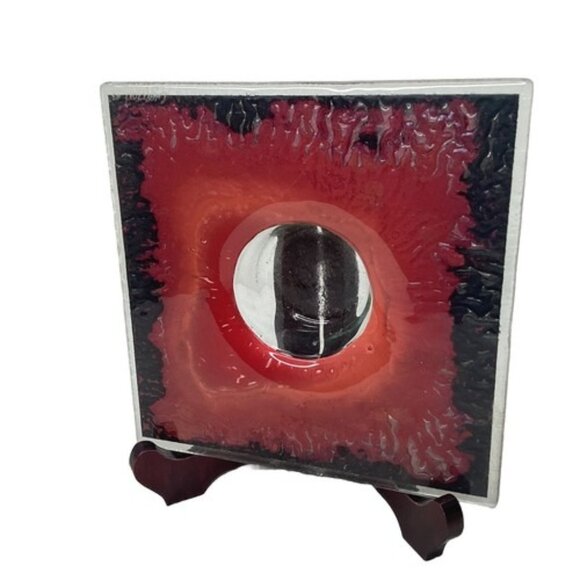 Charlton Glassworks Other - Charlton Glassworks Copper Fused Art Glass Ikebana Signed Flower Vase 2003 VTG